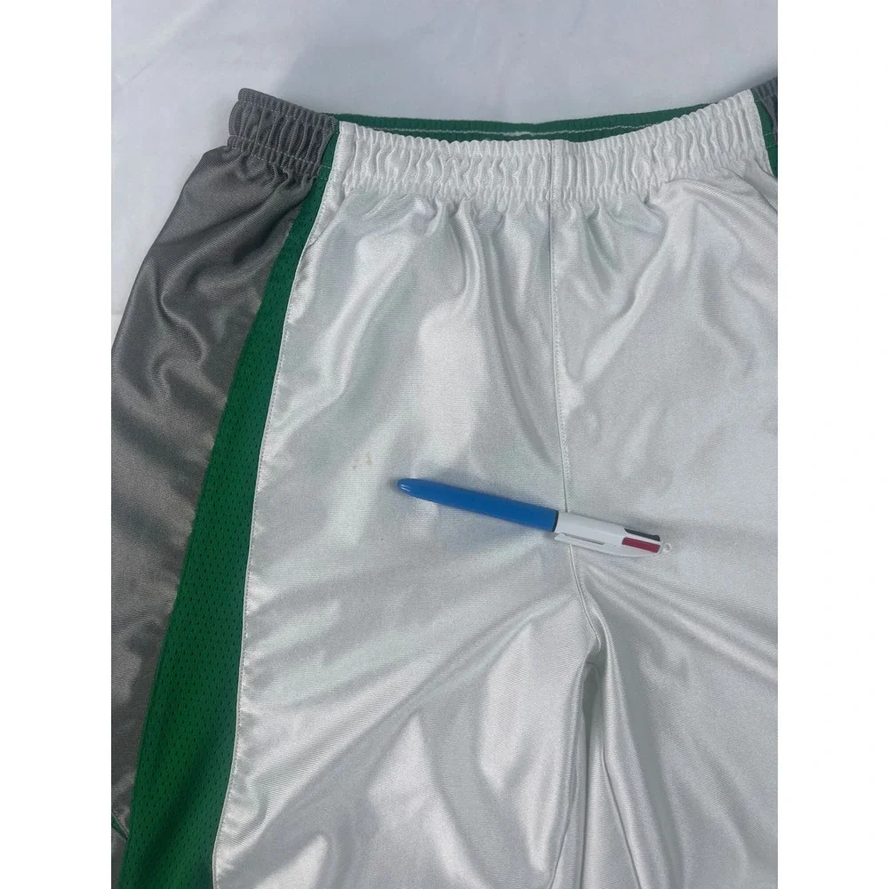 Nike Boys Large 14-16 Basketball Shorts White Green Grey Mesh Athletic VINTAGE